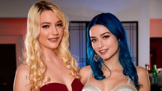 2 Chicks Same Time - Kenna James and Jewelz Blu give the waiter a hot threesome in an empty restaurant